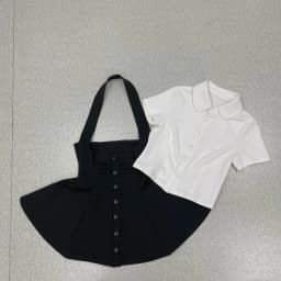 DUOJIHUI Two Piece New Sexy Chic Halter Female Dresses Basic Polo Neck Fashion Button Shirt Slim Simple A-line XS-L Women Dress