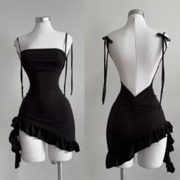 2025 Sexy Sleelveless Backless Mini Dress Women Summer Europe America Lace Up Bodycon Dresses High Street Party Club Black Dress