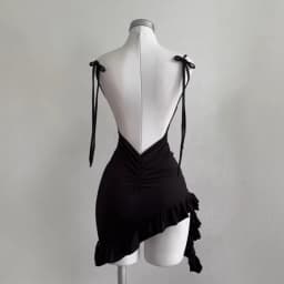 2025 Sexy Sleelveless Backless Mini Dress Women Summer Europe America Lace Up Bodycon Dresses High Street Party Club Black Dress