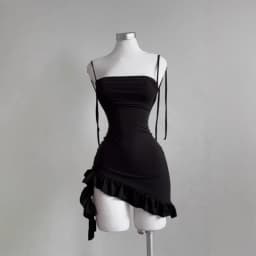 2025 Sexy Sleelveless Backless Mini Dress Women Summer Europe America Lace Up Bodycon Dresses High Street Party Club Black Dress
