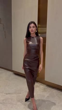 Tossy PU Sexy Fashion Maxi Dress For Women High Waist Sleeveless Slim Patchwork Solid Skinny Streetwear Female Bodycon Dress New