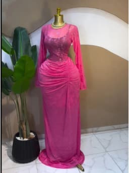 CM.YAYA Women Long Sleeve Stacked Mesh See Though with Lining Bodycon Long Dress 2025 Autumn Evening Birthday Sexy Party Dresses