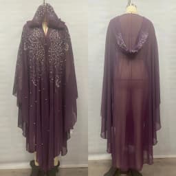 New Ethnic Style Hooded Robe with Bead Embellishment Shoulder Shawl Cape Long Skirt Batwing Sleeve Diamond Heat Treatment