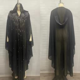 New Ethnic Style Hooded Robe with Bead Embellishment Shoulder Shawl Cape Long Skirt Batwing Sleeve Diamond Heat Treatment