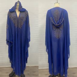 New Ethnic Style Hooded Robe with Bead Embellishment Shoulder Shawl Cape Long Skirt Batwing Sleeve Diamond Heat Treatment