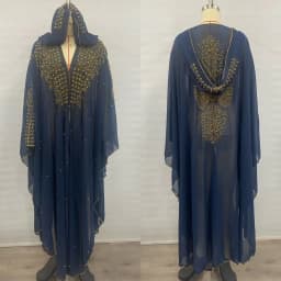 New Ethnic Style Hooded Robe with Bead Embellishment Shoulder Shawl Cape Long Skirt Batwing Sleeve Diamond Heat Treatment