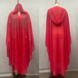 New Ethnic Style Hooded Robe with Bead Embellishment Shoulder Shawl Cape Long Skirt Batwing Sleeve Diamond Heat Treatment