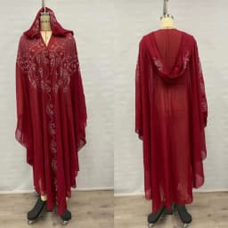 New Ethnic Style Hooded Robe with Bead Embellishment Shoulder Shawl Cape Long Skirt Batwing Sleeve Diamond Heat Treatment