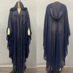 New Ethnic Style Hooded Robe with Bead Embellishment Shoulder Shawl Cape Long Skirt Batwing Sleeve Diamond Heat Treatment