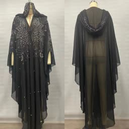 New Ethnic Style Hooded Robe with Bead Embellishment Shoulder Shawl Cape Long Skirt Batwing Sleeve Diamond Heat Treatment