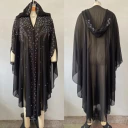 New Ethnic Style Hooded Robe with Bead Embellishment Shoulder Shawl Cape Long Skirt Batwing Sleeve Diamond Heat Treatment