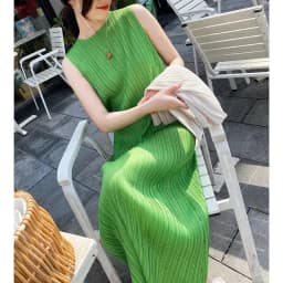 Miyake Pleated Dress Spring Summer Fashion Women Sleeveless Vest Dress High Elastic Slim Long Vestidos Female Strap Dresses
