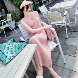 Miyake Pleated Dress Spring Summer Fashion Women Sleeveless Vest Dress High Elastic Slim Long Vestidos Female Strap Dresses