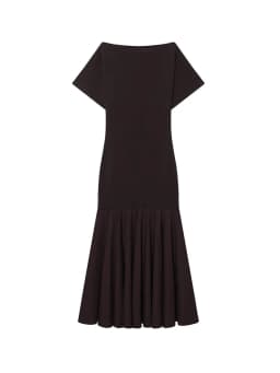 HH 2026 Women Summer Fashion Solid Midi Dress Side Zipper Pleated Woman Ship-type Short Sleeved Stitching Holiday Party Dress
