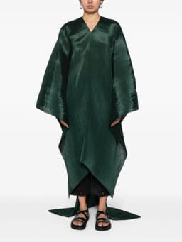 Miyake Pleated Women's Medium Length V-neck Drooping Blouse Dress