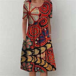 Temperament Dress Women Casual Elegant Dress Women Short Sleeves Loose Dresses Weekend Holiday