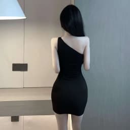Summer Women Sexy One Shoulder Evening Dress Solid Color Casual Lace Up Sleeveless Bandage Club Party Backless Tight Dress