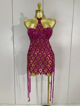 Sexy Sparkly Sequin Diamond Mesh Transparent Two Piece Set Women Celebrate Evening Party Birthday Dress Stage Photo Shoot Wear