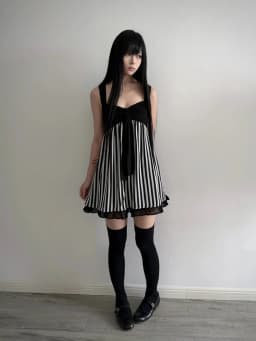 Y2K Harajuku Gothic Lolita Women's Dress Sexy Slim Fit Chic Trend Striped Suspenders Dresses Kawaii Japanese Emo Girl Streetwear