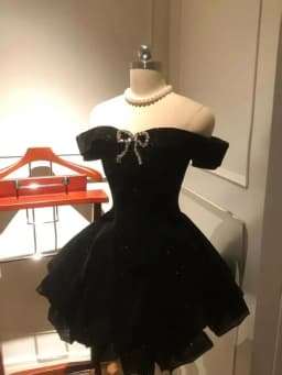 Black Evening Party Dress Woman Gothic Off Shoulder American Vintage Y2k Mini Dress Female Office Lady Birthday Outfits Korean