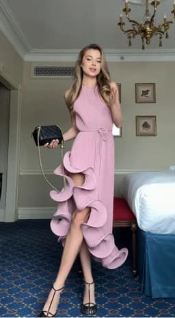 Elegant Women's Halter Maxi Dress Sexy Sleeveless Ruffled Irregular High Slit Slim Dresses Romantic Wedding Guest Party Vestidos