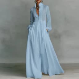 French Elegant High Waist Swing Long Dress Woman Spring Solid Pockets Pleated Maxi Dress Autumn Long Sleeve Button Evening Dress