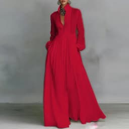 French Elegant High Waist Swing Long Dress Woman Spring Solid Pockets Pleated Maxi Dress Autumn Long Sleeve Button Evening Dress