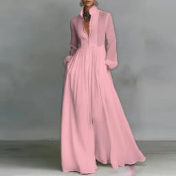 French Elegant High Waist Swing Long Dress Woman Spring Solid Pockets Pleated Maxi Dress Autumn Long Sleeve Button Evening Dress