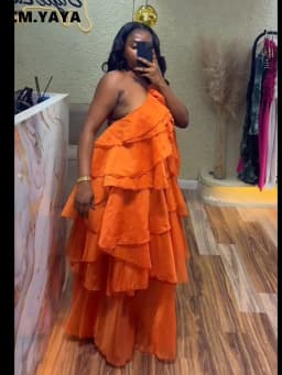 CM.YAYA Women Sleeveless Ruffles Loose Ball Gown Smock Strap Maxi Long Sexy Dress 2025 Birthday Vacation Party Dresses Vestidos