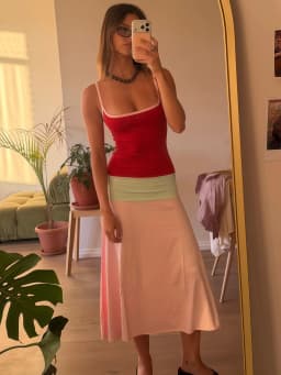 Absobe Women Color Block Cami Long Dress Spaghetti Strap High Waist A Line Swing Maxi Dress Summer Vacation Beach Casual Outfit