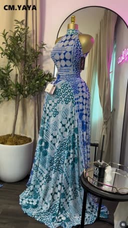 CM.YAYA 2026 Fall Women O-neck Sleeveless Print Mermaid Long Maxi Dress Cocktail Evening Birthday Beach Sexy Night Party Dresses