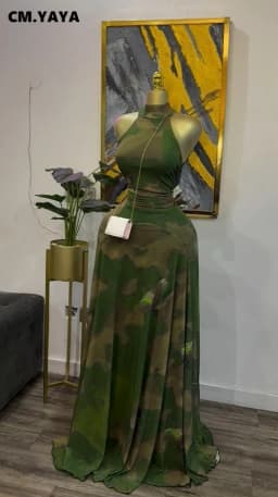 CM.YAYA 2026 Fall Women O-neck Sleeveless Print Mermaid Long Maxi Dress Cocktail Evening Birthday Beach Sexy Night Party Dresses