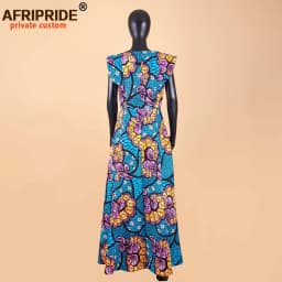 African Dresses for Women Dashiki Print Ankara Short Sleeve O-neck Floor Length Women A-Line Wax Cotton Dress AFRIPRIDE A1825017