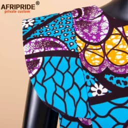 African Dresses for Women Dashiki Print Ankara Short Sleeve O-neck Floor Length Women A-Line Wax Cotton Dress AFRIPRIDE A1825017
