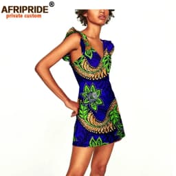 African Women Summer Dress Private Custom Sleeveless V-neck Mini Beach Dress Plus Size Pure Cotton Sexy Dress A722558