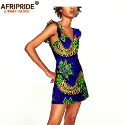 African Women Summer Dress Private Custom Sleeveless V-neck Mini Beach Dress Plus Size Pure Cotton Sexy Dress A722558