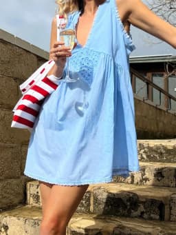Womens Lace Trim V Neck Mini Dress Y2k 90s Vintage Aesthetic Summer Flowy Swing Dress Going Out Boho Coquette A Line Dress