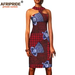 Summer African Dresses for Women Ankara Print Sleeveless Casual Women Sexy Party Dress Bodycon Dress Mini Dress A1825067