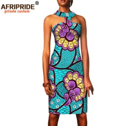 Summer African Dresses for Women Ankara Print Sleeveless Casual Women Sexy Party Dress Bodycon Dress Mini Dress A1825067