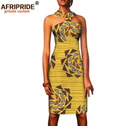 Summer African Dresses for Women Ankara Print Sleeveless Casual Women Sexy Party Dress Bodycon Dress Mini Dress A1825067