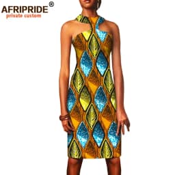 Summer African Dresses for Women Ankara Print Sleeveless Casual Women Sexy Party Dress Bodycon Dress Mini Dress A1825067
