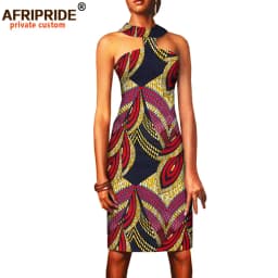 Summer African Dresses for Women Ankara Print Sleeveless Casual Women Sexy Party Dress Bodycon Dress Mini Dress A1825067