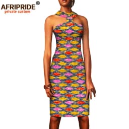 Summer African Dresses for Women Ankara Print Sleeveless Casual Women Sexy Party Dress Bodycon Dress Mini Dress A1825067