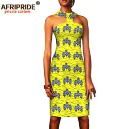 Summer African Dresses for Women Ankara Print Sleeveless Casual Women Sexy Party Dress Bodycon Dress Mini Dress A1825067