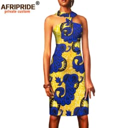 Summer African Dresses for Women Ankara Print Sleeveless Casual Women Sexy Party Dress Bodycon Dress Mini Dress A1825067