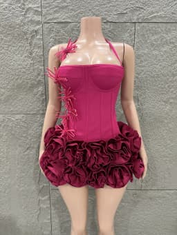 White Red Rose Color Women Sexy Strapless Full Florla Bodycon Mini Bandage Dress 2 Pieces Set Celebrate Nightclub Party Birthday