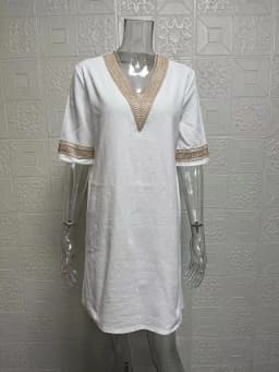 Customizable Women Dress Summer Sexy V-neck Casual Solid Dress