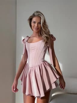 Sexy Fish Bone Waist Cinching Dress Women's Slim Solid Lace Up Square Collar Pleated Dresses Summer Lady Fashion Robes