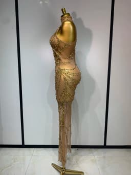 Sparkly Rhinestone Sexy Transparent Mesh Long Dress 2025 Women Luxury Birthday Club Party Gown Stage Singer Performance Costume