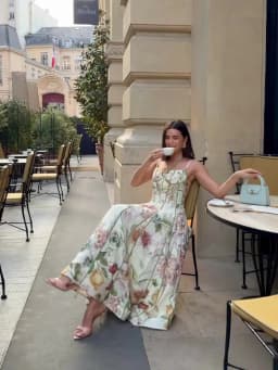 Elegant Printed Flower Women's Dress Contrast Sleeveless Halter Waist-Closed A-Line Lady Dresses Summer Fashion Vacation Robe